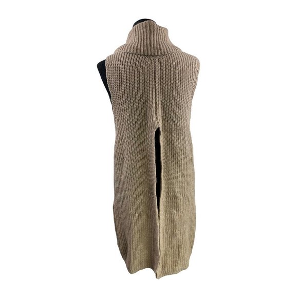 Free People Lambswool Chunky Knit Cowl Neck Sleeveless Tunic Sweater Size M - Picture 4 of 9